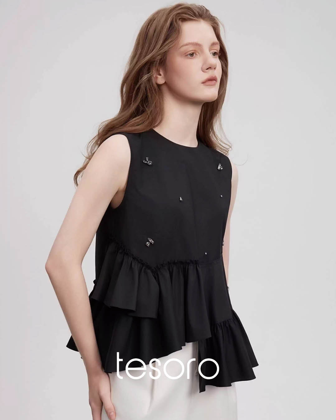 Asymmetry Flare Peplum Top – tesoro