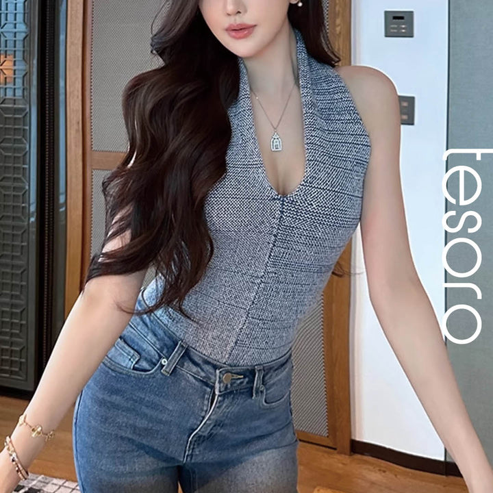 Sculpted Halter Knit Top