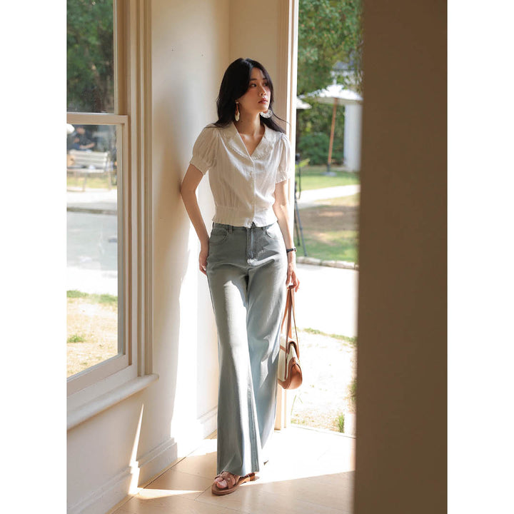 Pearl Button Slim Fit Blouse