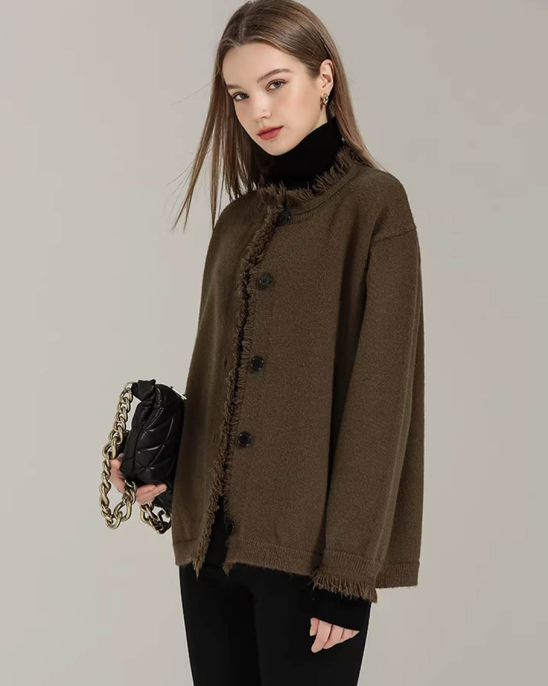 Frayed Edge Wool Touch Jacket