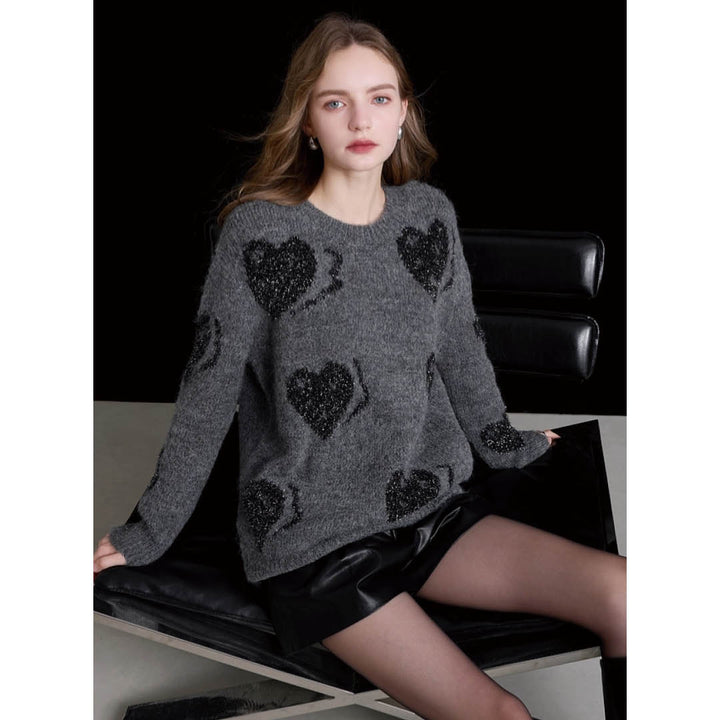 Shimmering Heart Jacquard Sweater