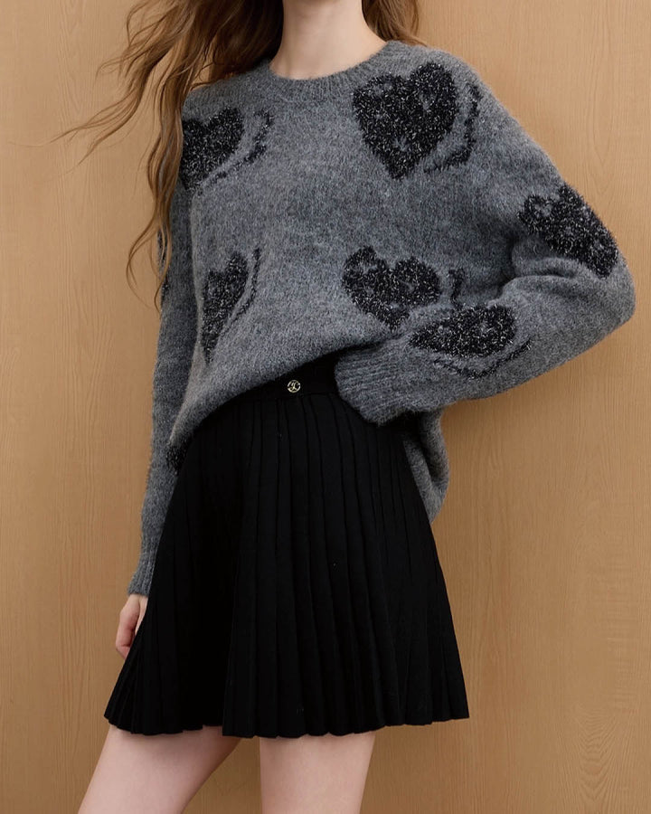 Pleated Knit Mini Skirt