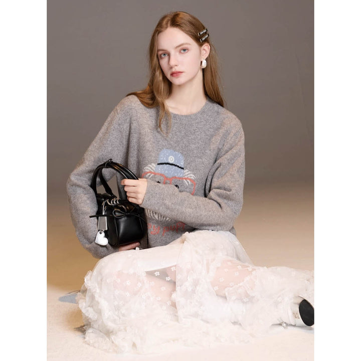 Embroidered Puppy Knit Sweater