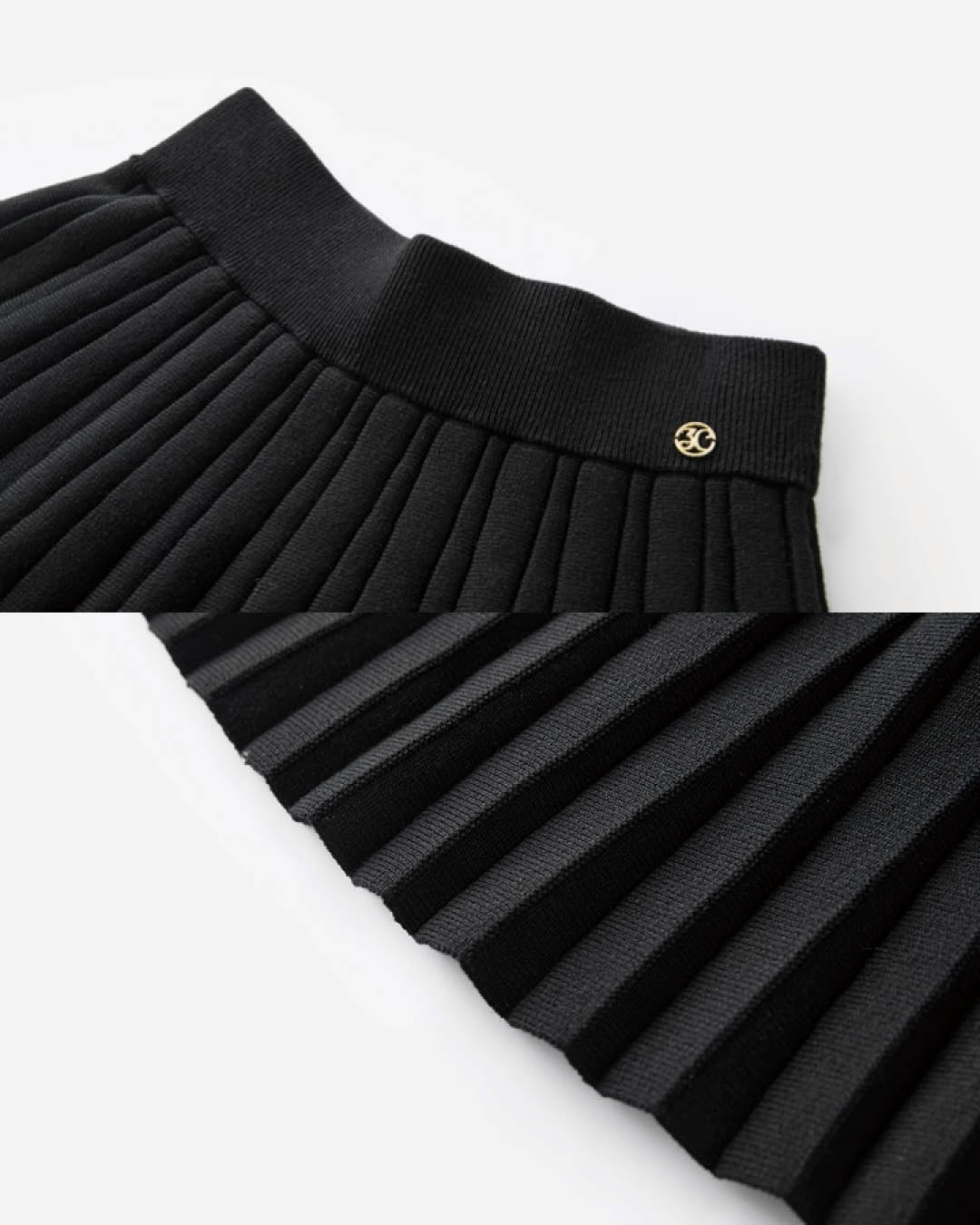 Pleated Knit Mini Skirt