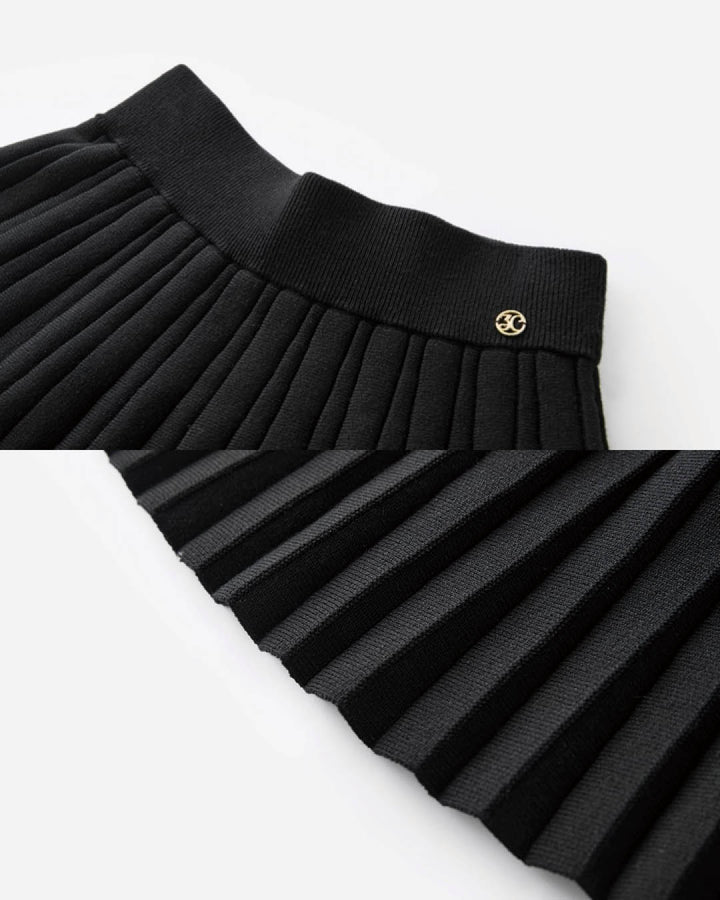 Pleated Knit Mini Skirt