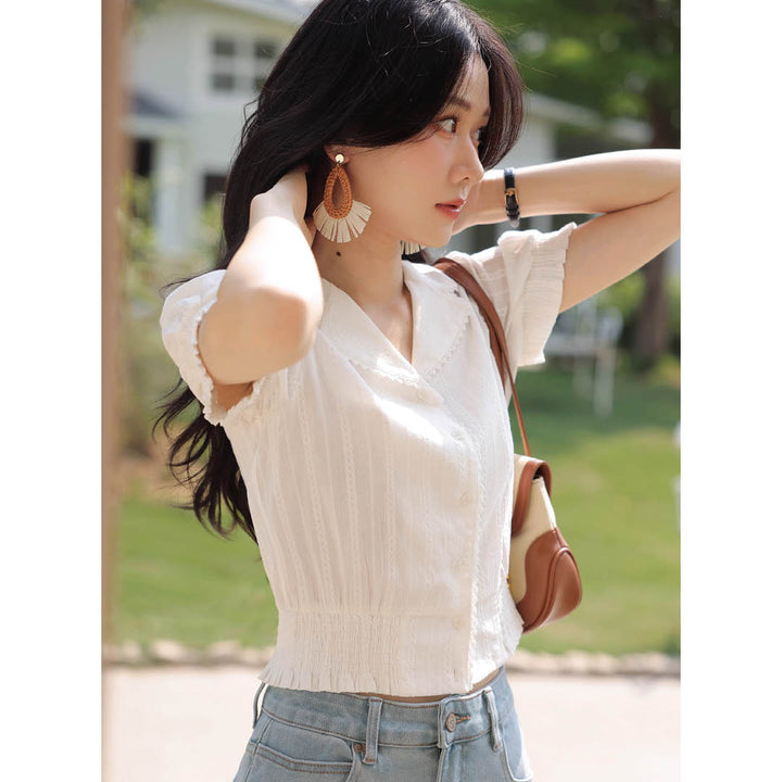 Pearl Button Slim Fit Blouse