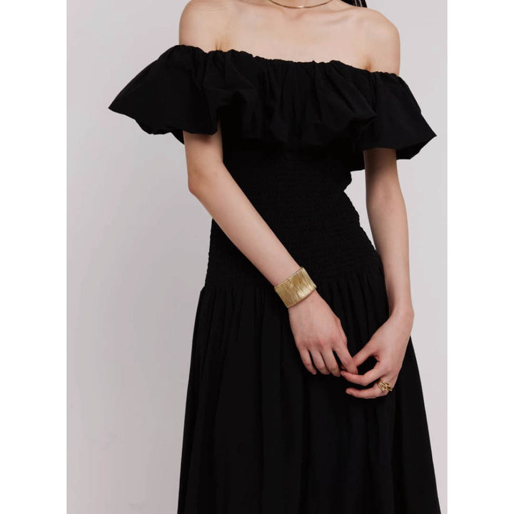 Off-Shoulder Frill Smocked Dress