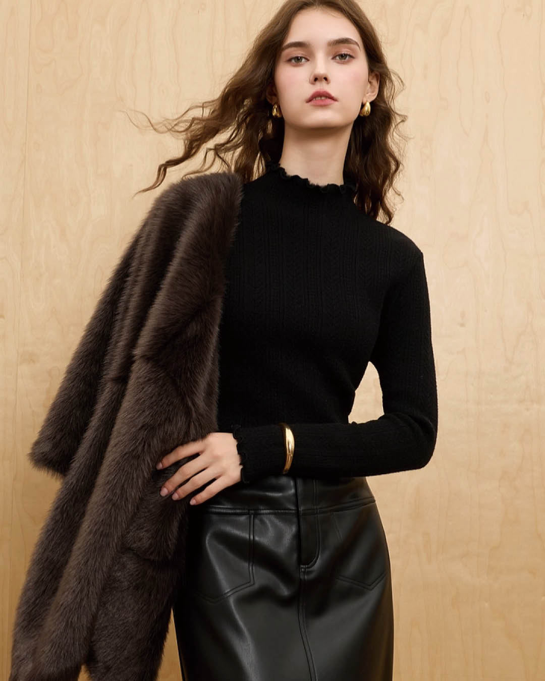 Soft Knit Top with Lettuce Trim