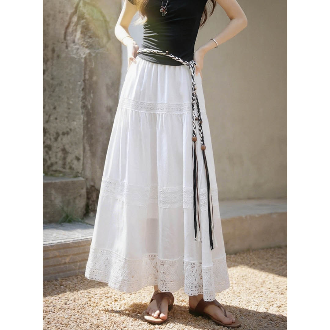 Lace Tiered Maxi Skirt