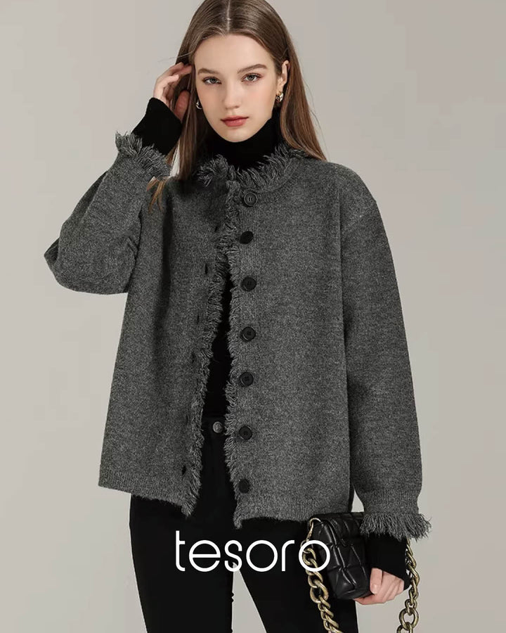 Frayed Edge Wool Touch Jacket