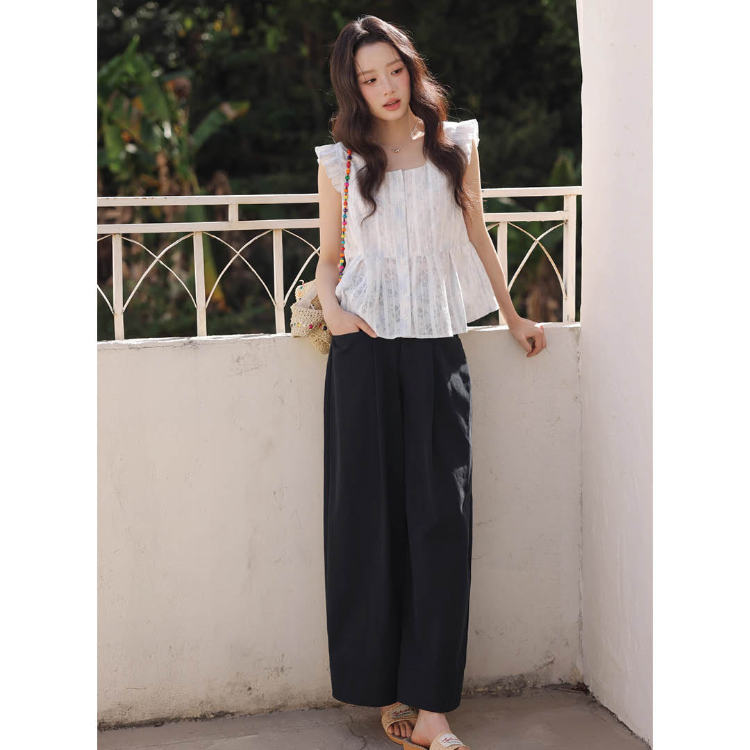 Frill Sleeve Cotton Blouse