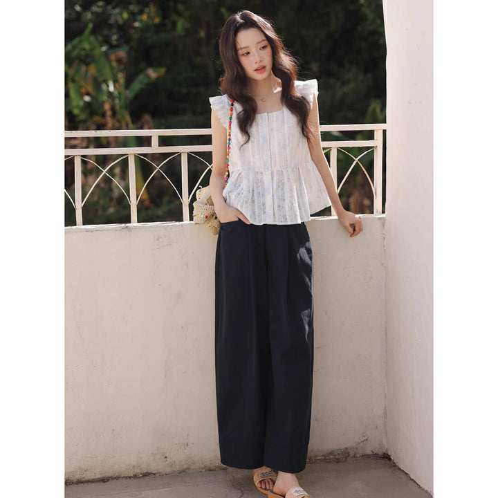Frill Sleeve Cotton Blouse