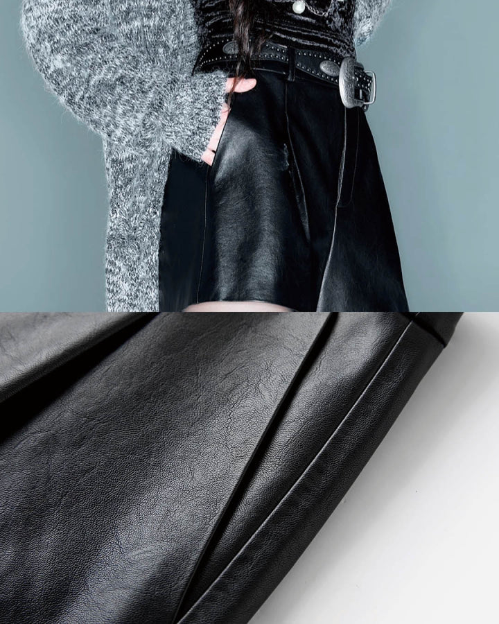 High-Waist Faux Leather Shorts