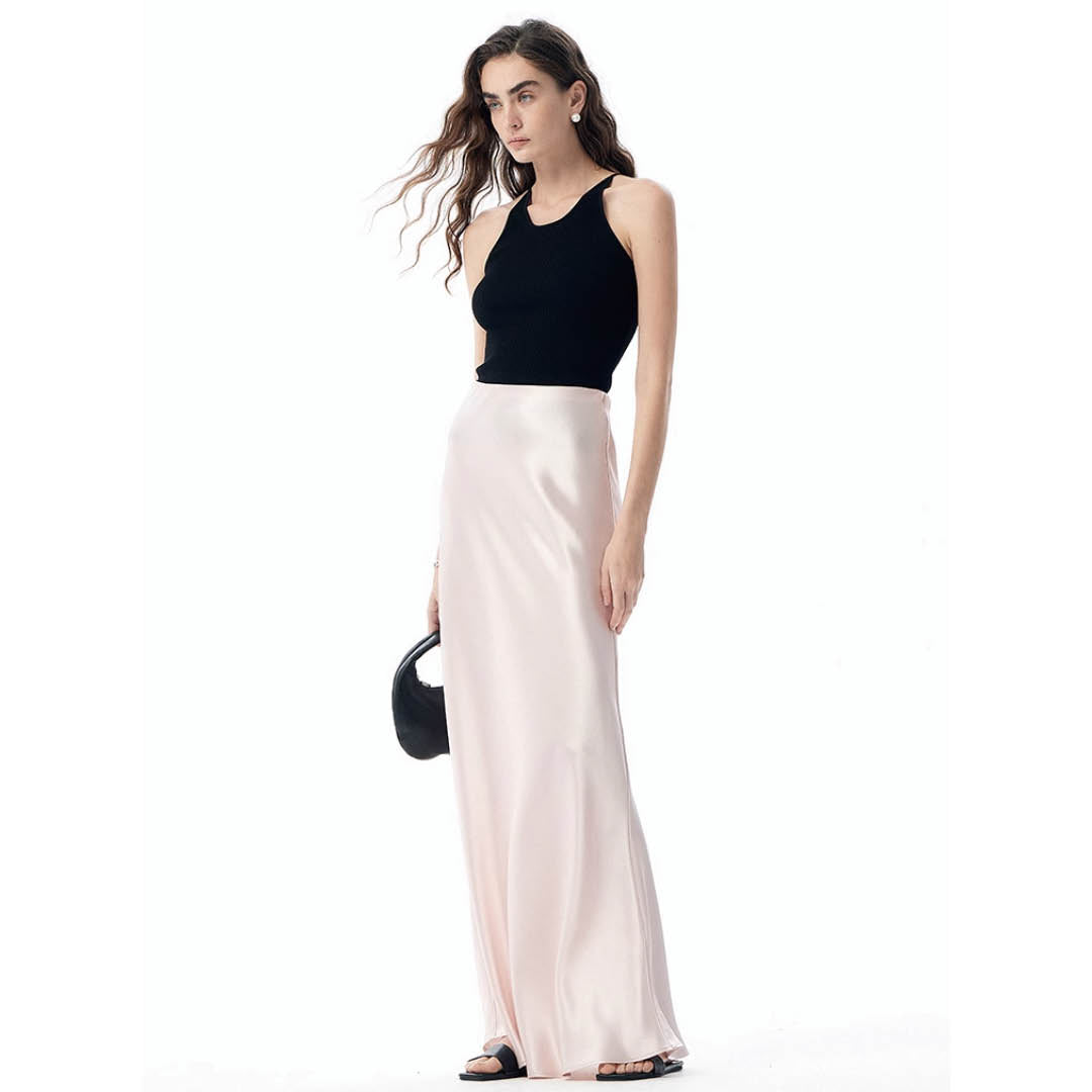 Flowing Silky A-Line Maxi Skirt
