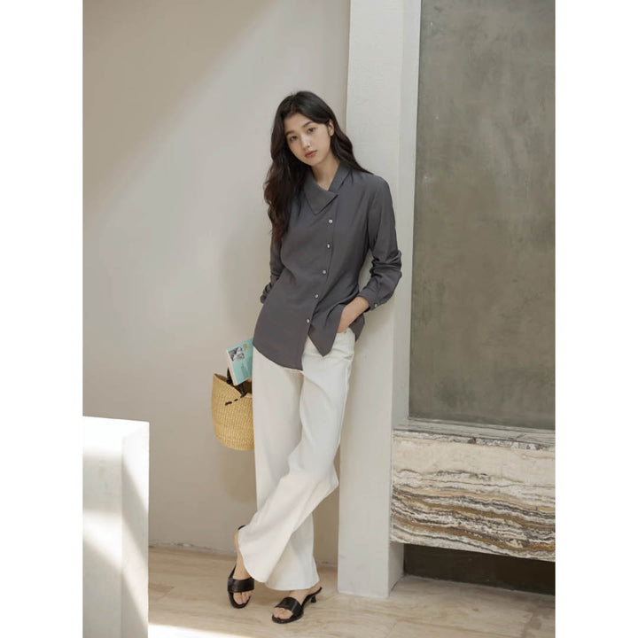 Asymmetric Collar Relaxed Shirt