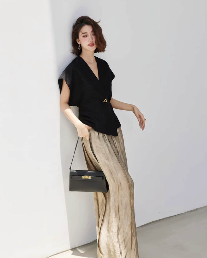 Sleek Structured Wrap Front Vest