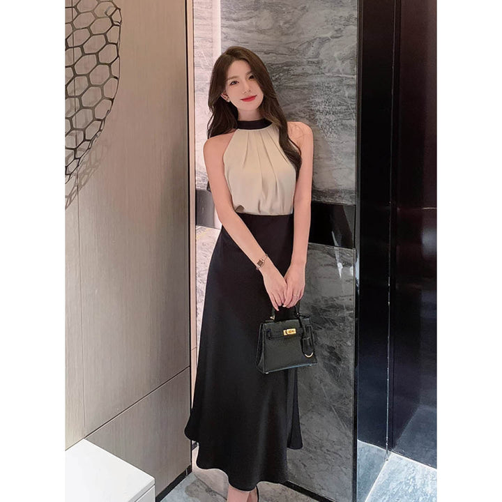 Satin Tie-Back Halter Blouse