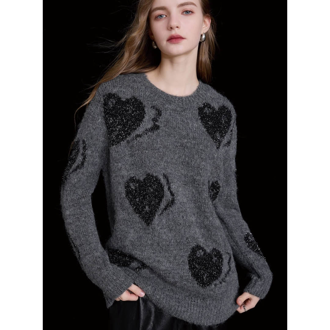 Shimmering Heart Jacquard Sweater