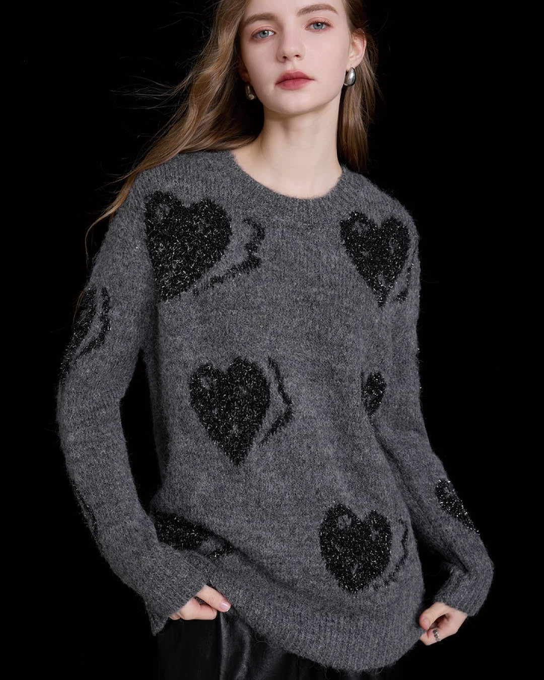 Shimmering Heart Jacquard Sweater