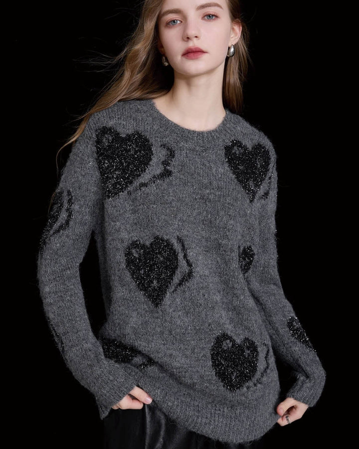 Shimmering Heart Jacquard Sweater