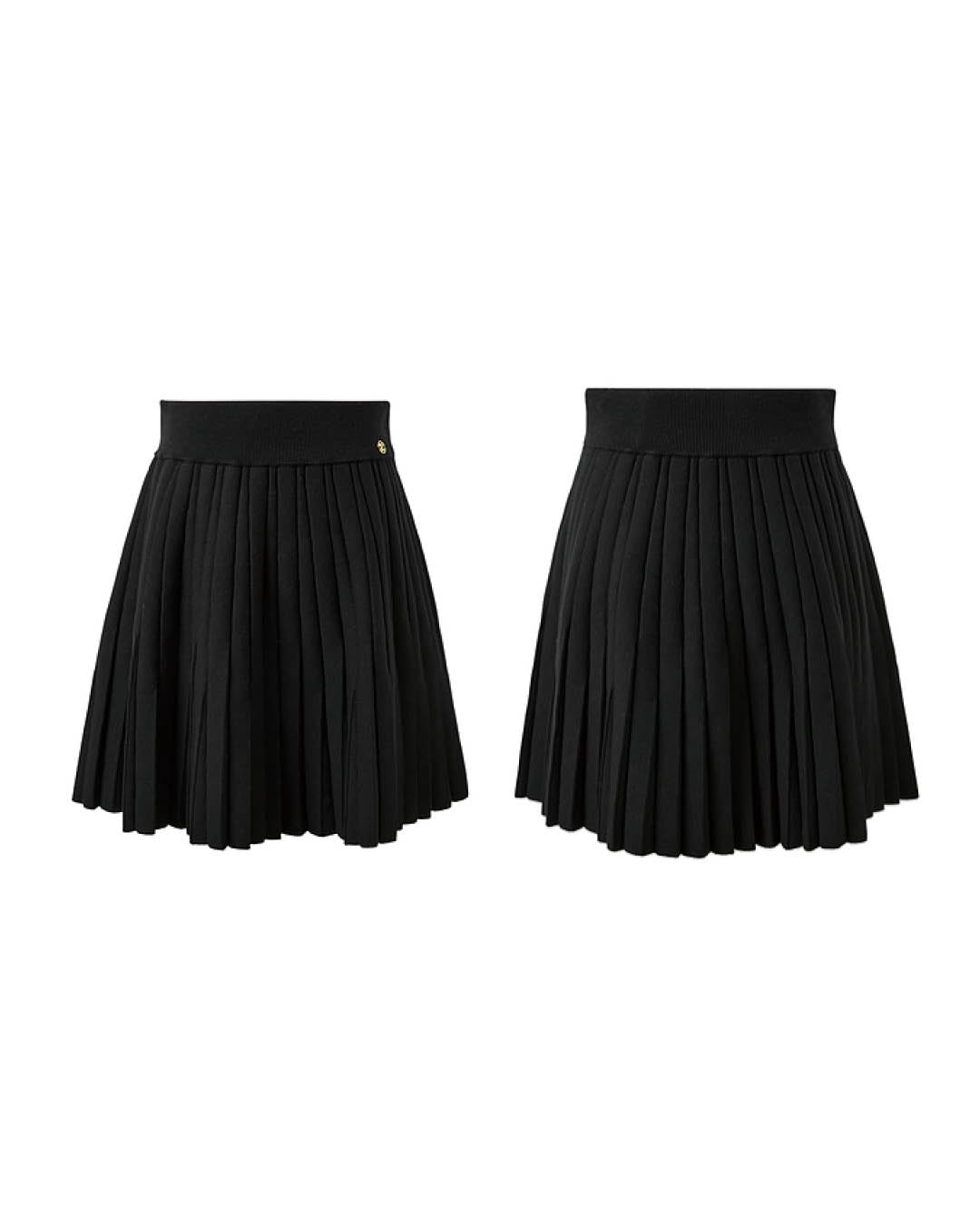 Pleated Knit Mini Skirt