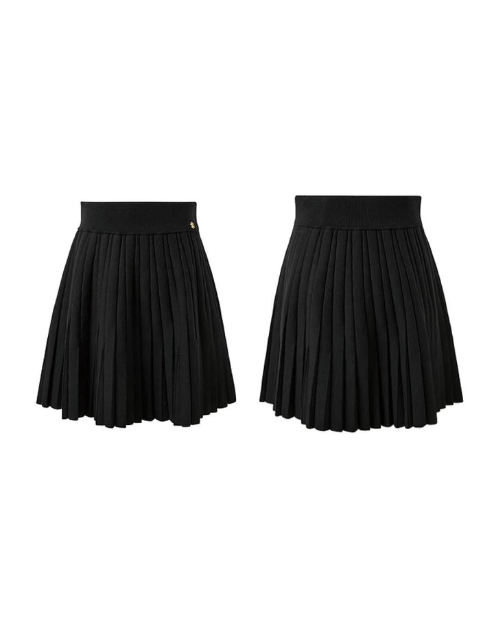Pleated Knit Mini Skirt