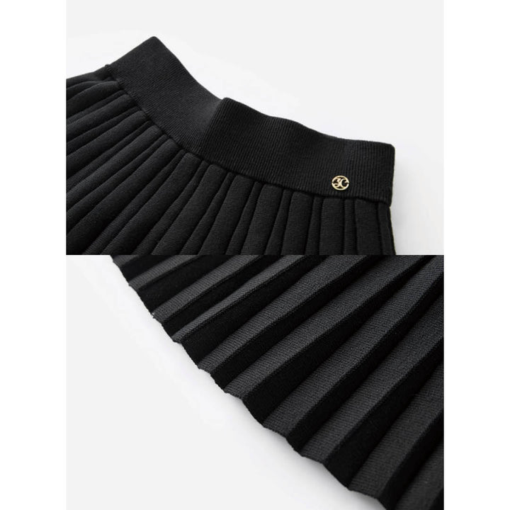 Pleated Knit Mini Skirt
