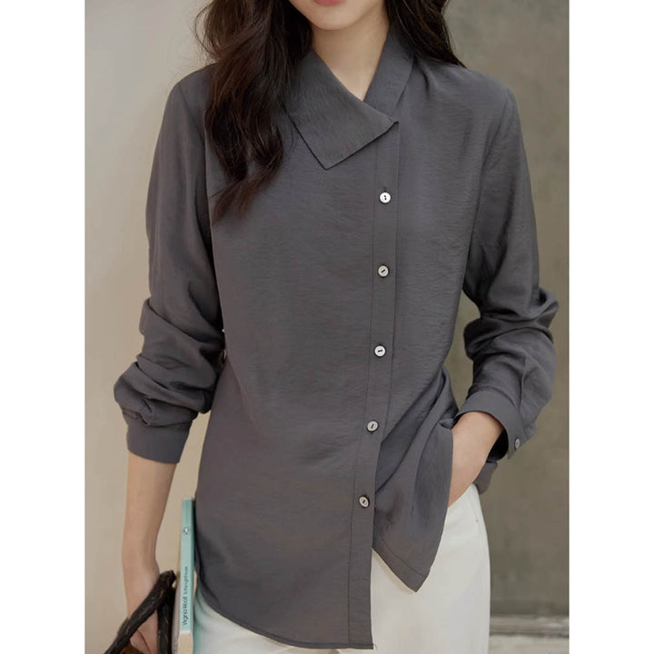 Asymmetric Collar Relaxed Shirt