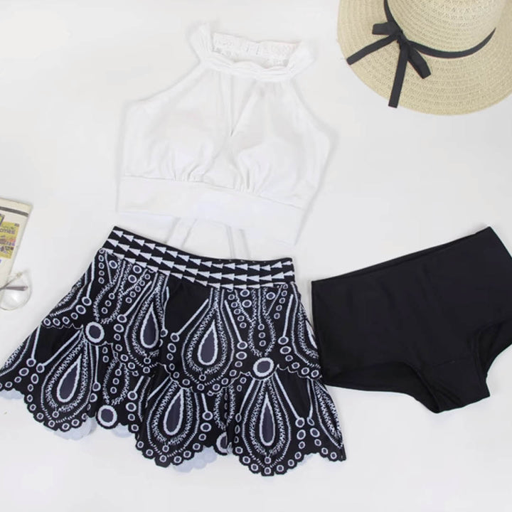 Lace-Back Halter Swim Set