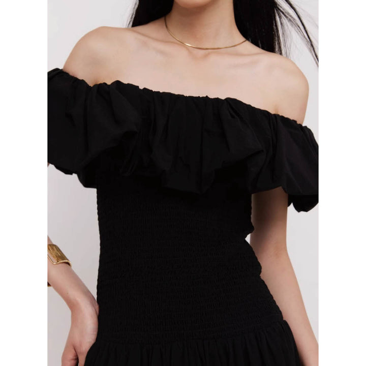 Off-Shoulder Frill Smocked Dress