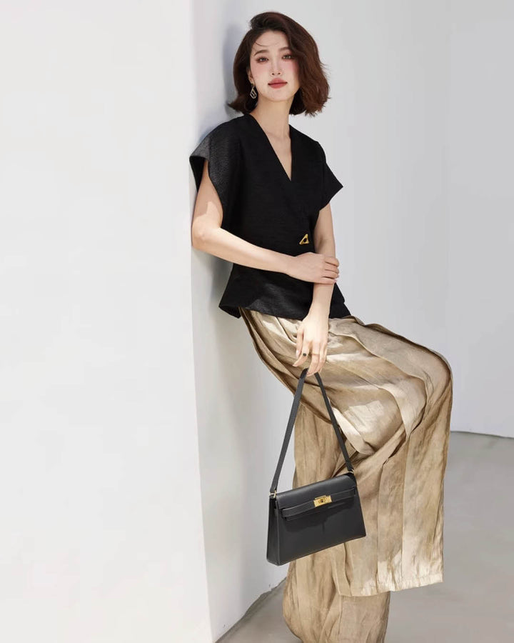 Sleek Structured Wrap Front Vest