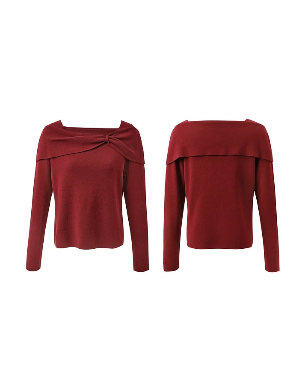 Twist Collar Rib Knit Top