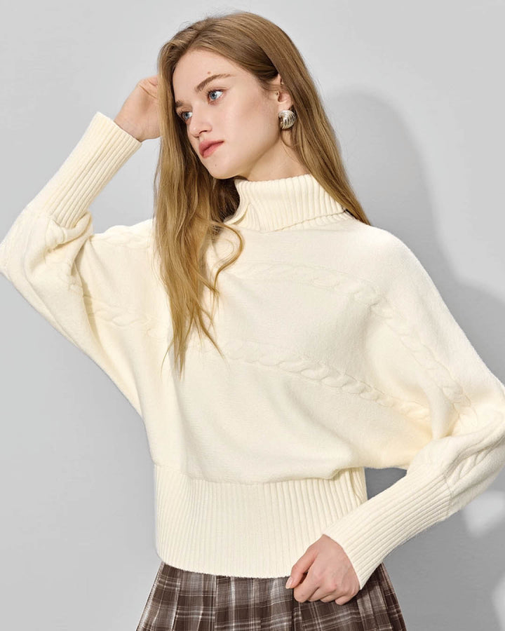 Cable Knit Reversible Turtleneck