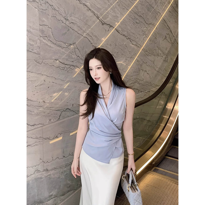 Satin Drape Detail Blouse
