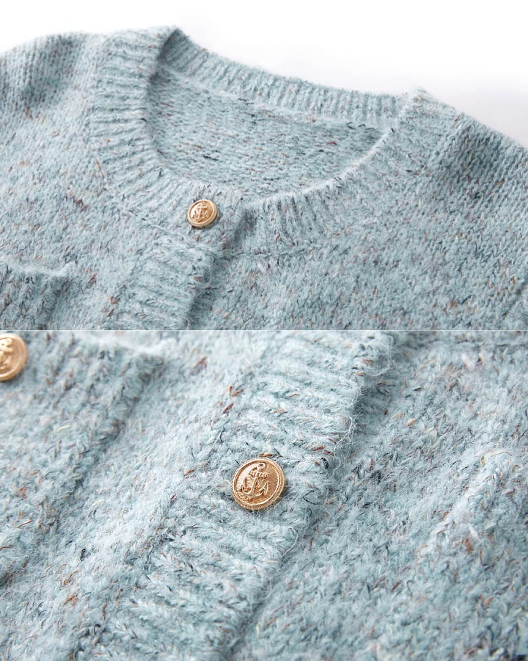 Tweed Touch Gold Button Knit