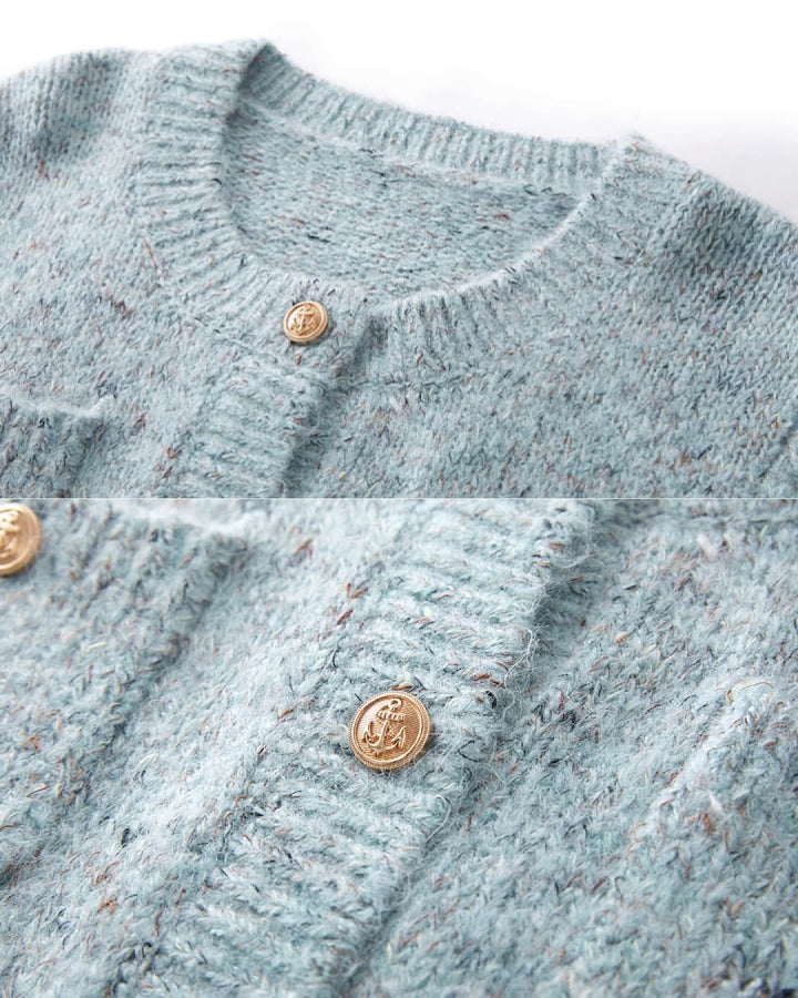 Tweed Touch Gold Button Knit