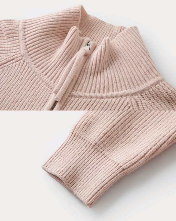 High Neck Ribbed Zip Knit Jacket