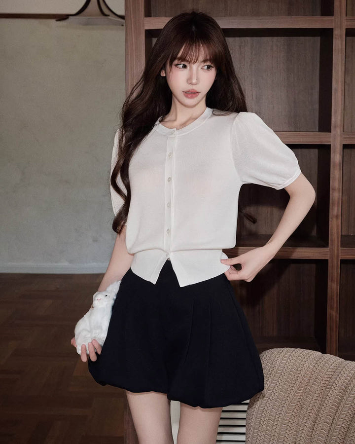 Structured Puff Mini Skort