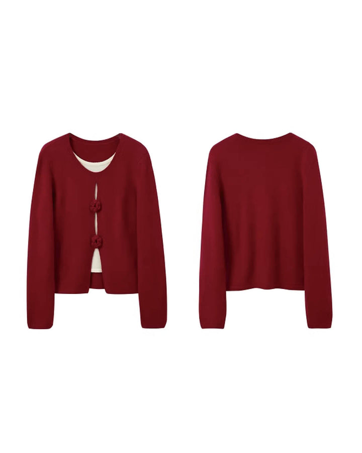 Rosette Accent Knit Cardigan