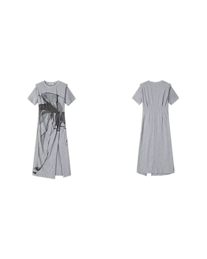 Graphic Slit Jersey Dress