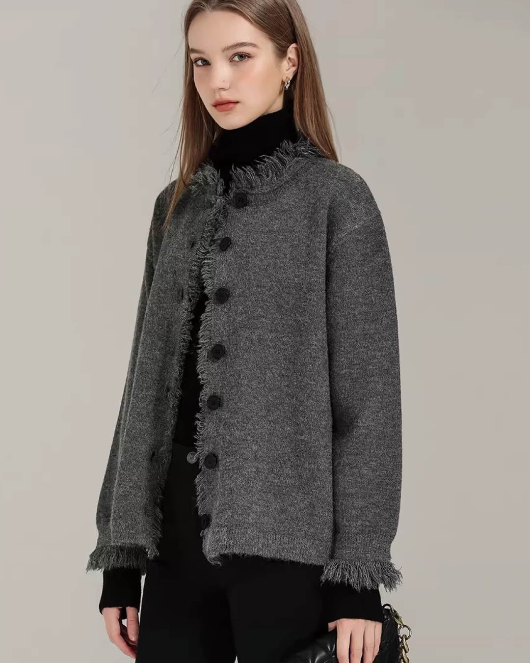 Frayed Edge Wool Touch Jacket
