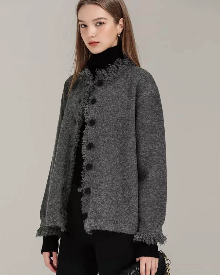Frayed Edge Wool Touch Jacket
