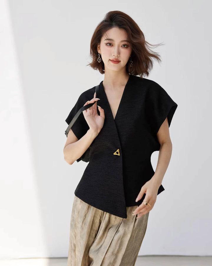 Sleek Structured Wrap Front Vest