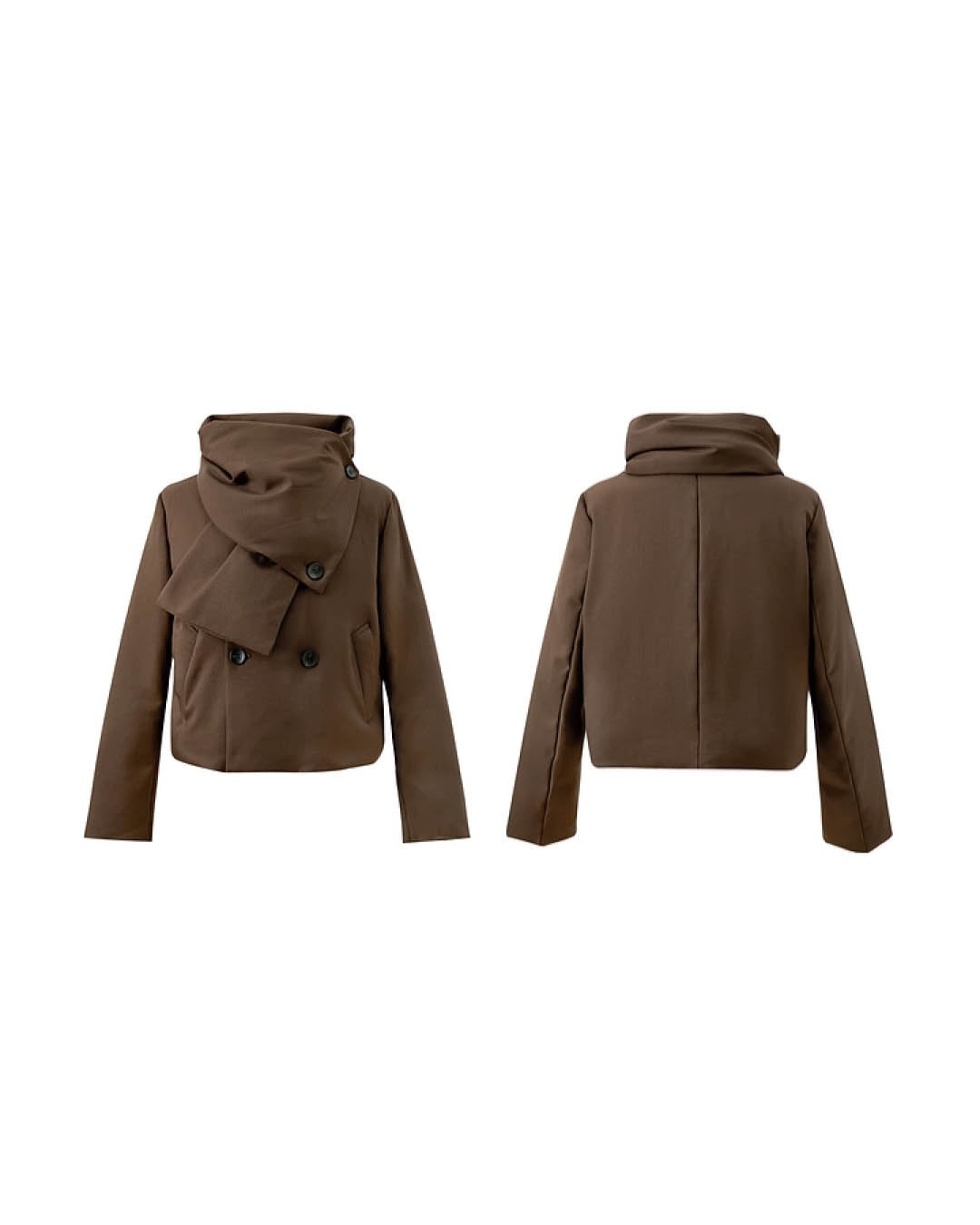 Detachable Scarf Short Coat