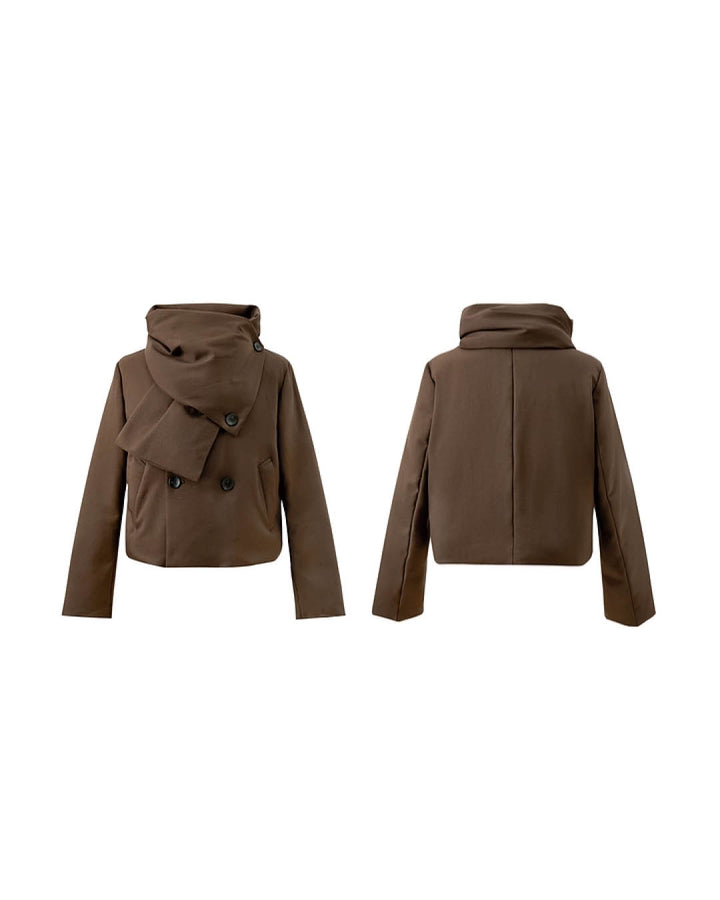 Detachable Scarf Short Coat