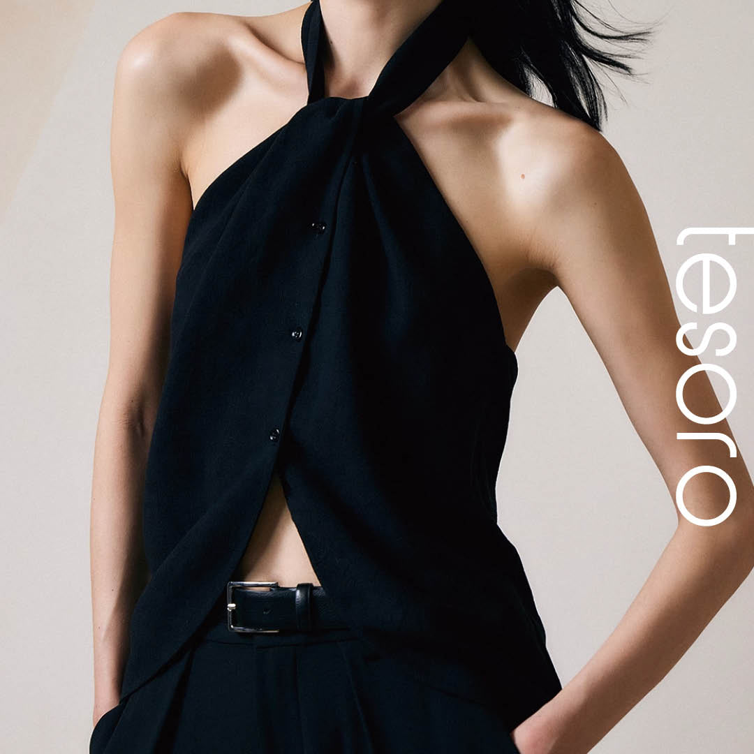 Draped Halter Twist Neck Top