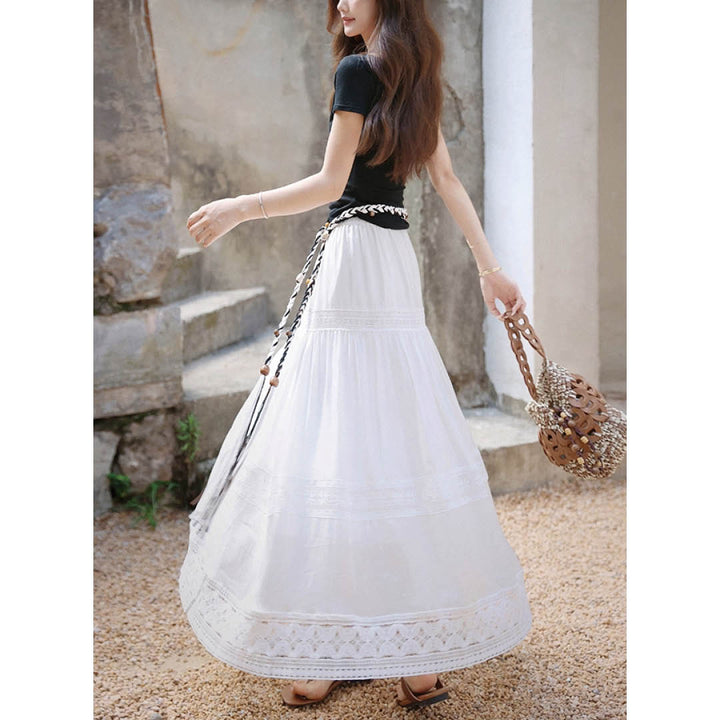 Lace Tiered Maxi Skirt