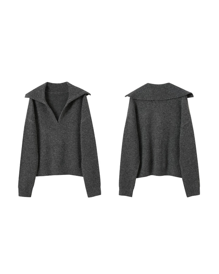 Wide Collar Wool Touch Pullover