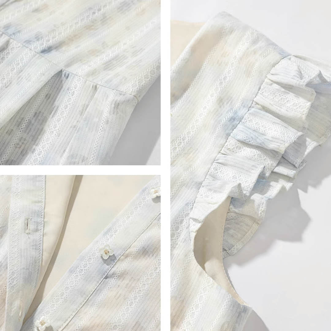 Frill Sleeve Cotton Blouse