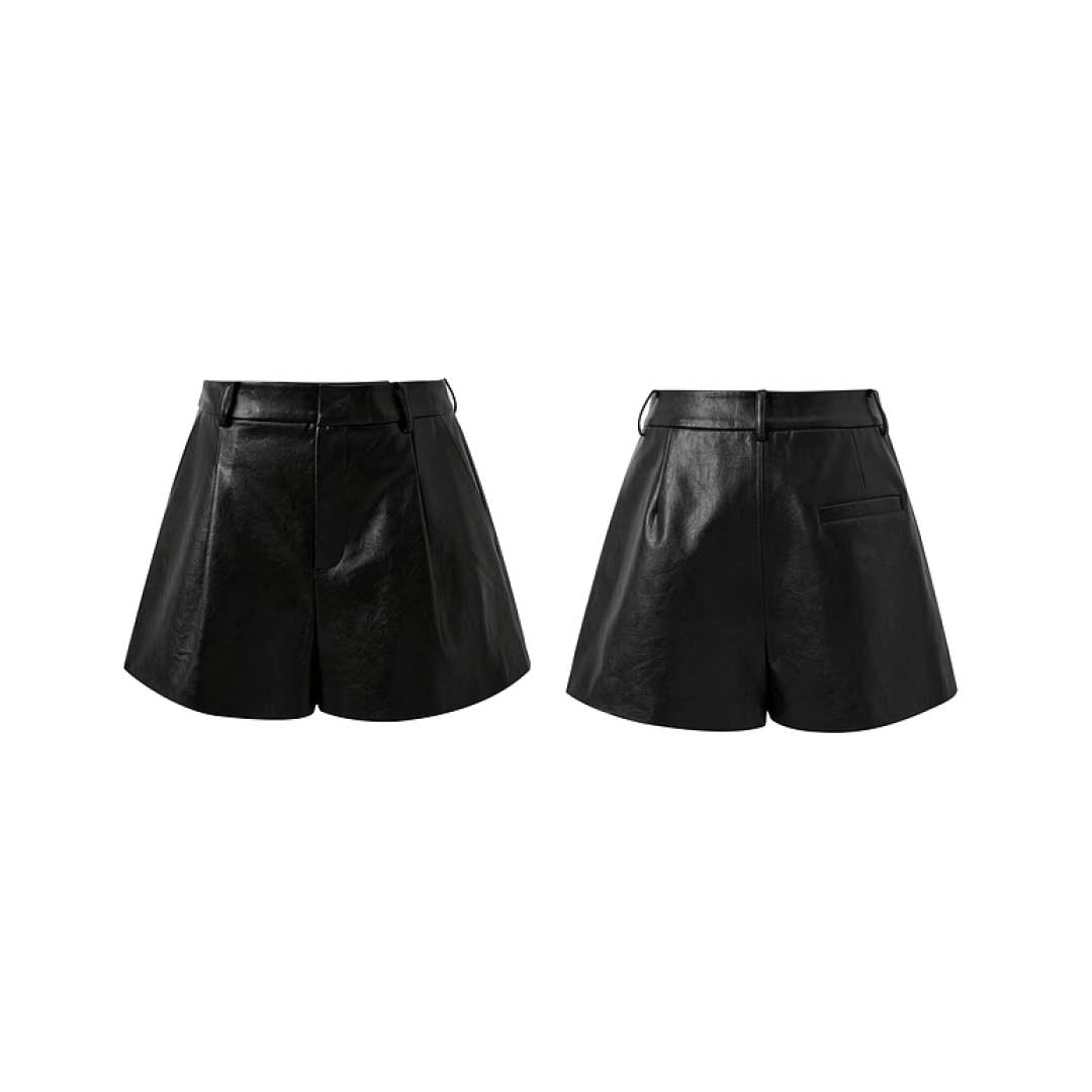 High-Waist Faux Leather Shorts